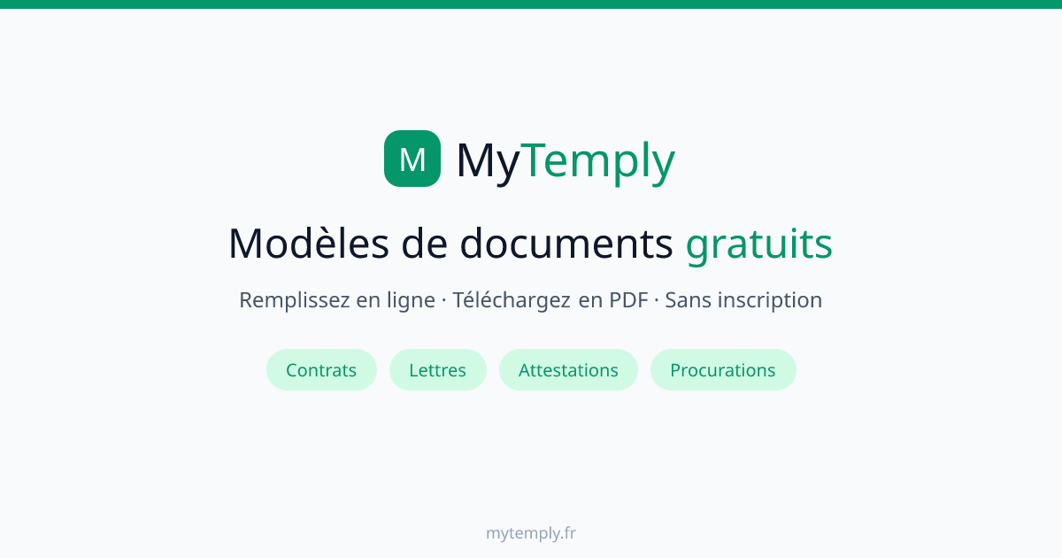 Modèles et exemples de documents gratuits en ligne - PDF | MyTemply